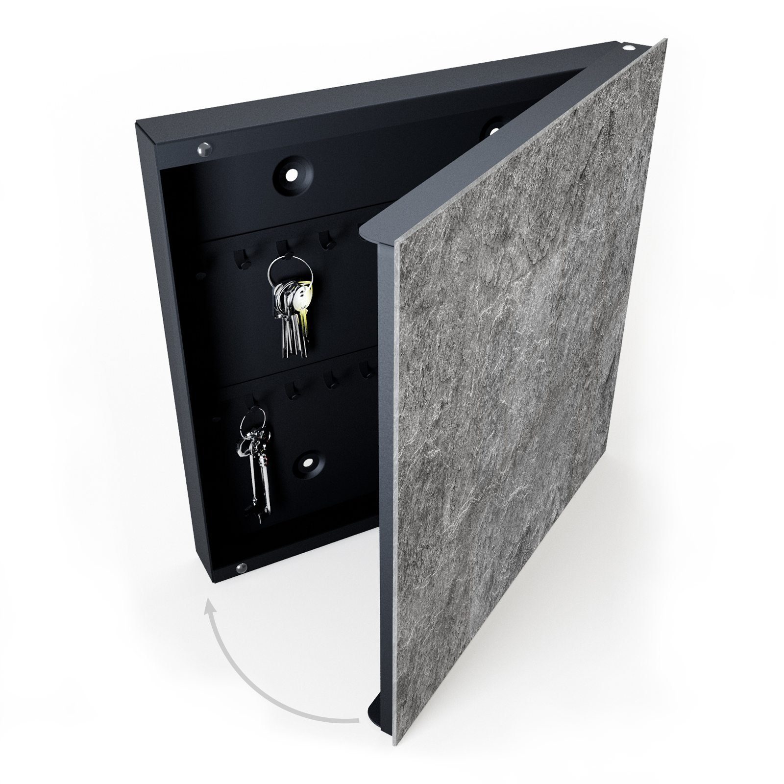Primedeco Schlüsselkasten Magnetpinnwand und Memoboard mit Glasfront Motiv Dunkle Steintextur (1 St)
