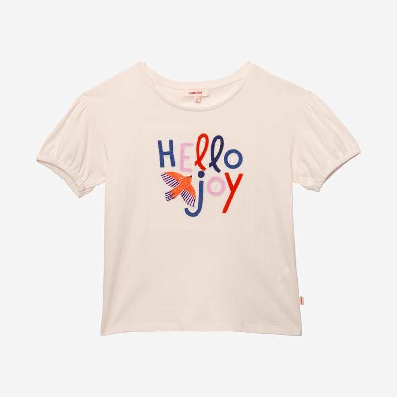 T-shirt fille brodé écru beige Catimini