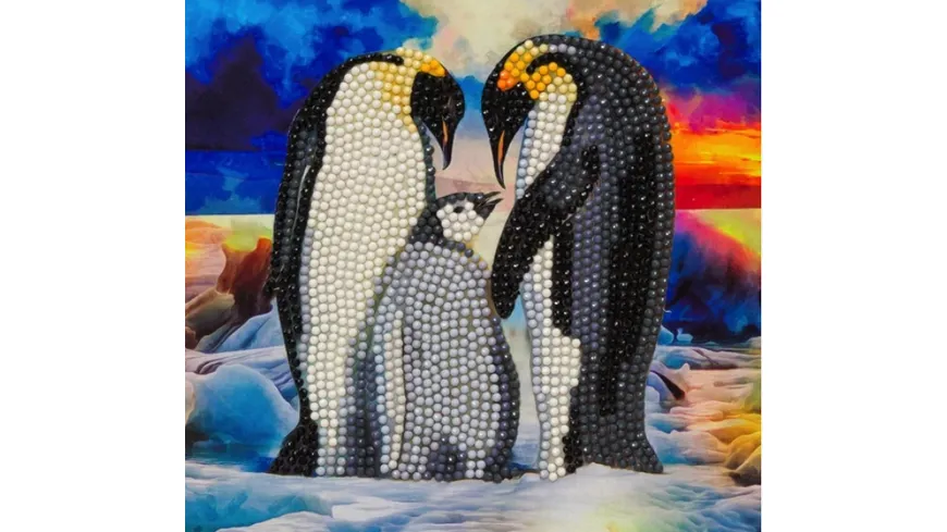 Craft Buddy - Crystal Art Diamond Painting Card Kit Pinguin Familie 18x18cm