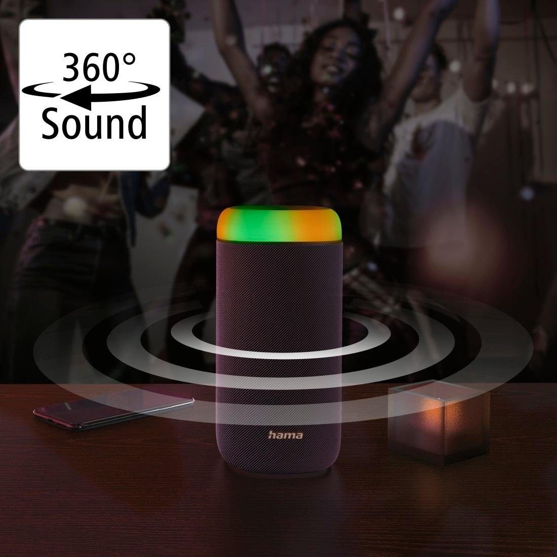 Hama Bluetooth Box Shine 2.0 LED Xtra Bass 360ᵒ Sound spritzwassergeschützt Bluetooth-Lautsprecher (Freisprechanlage,Xtra Bass,360ᵒ Sound)