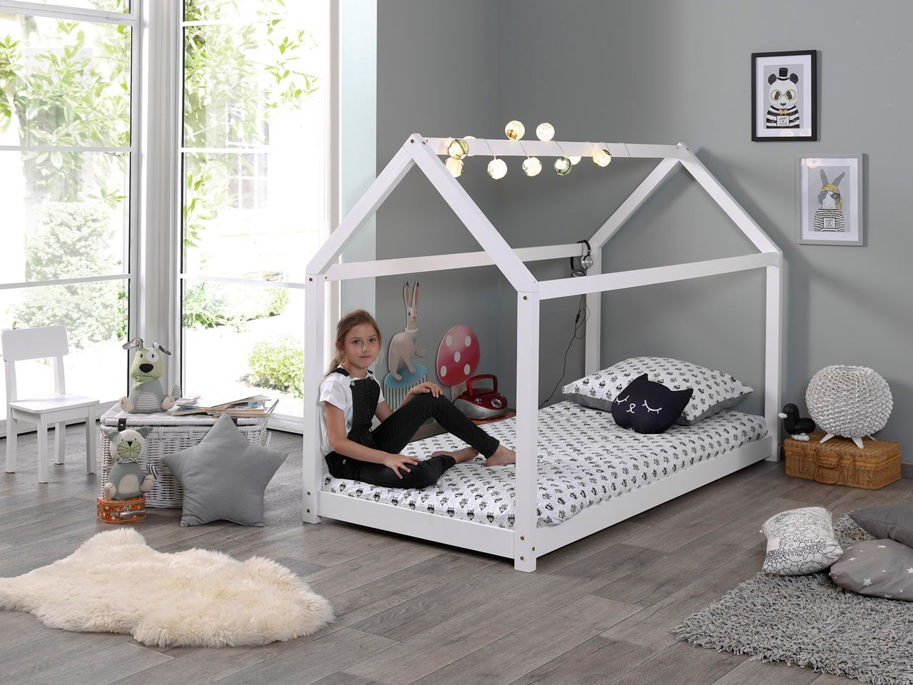 VIPACK Hausbett Liegefläche 90 x 200 cm weiß