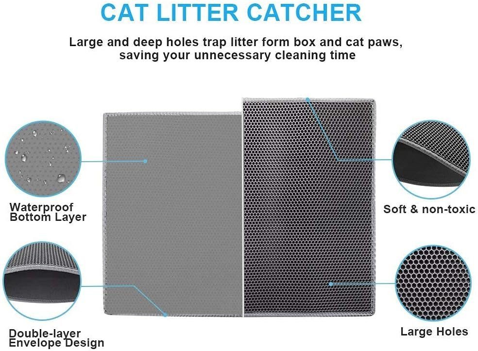 Blusmart Katzentoilette Katzenstreu Matte, KatzenstreuUnterleger Waben Doppelte 2 Schicht Urinbeständiges