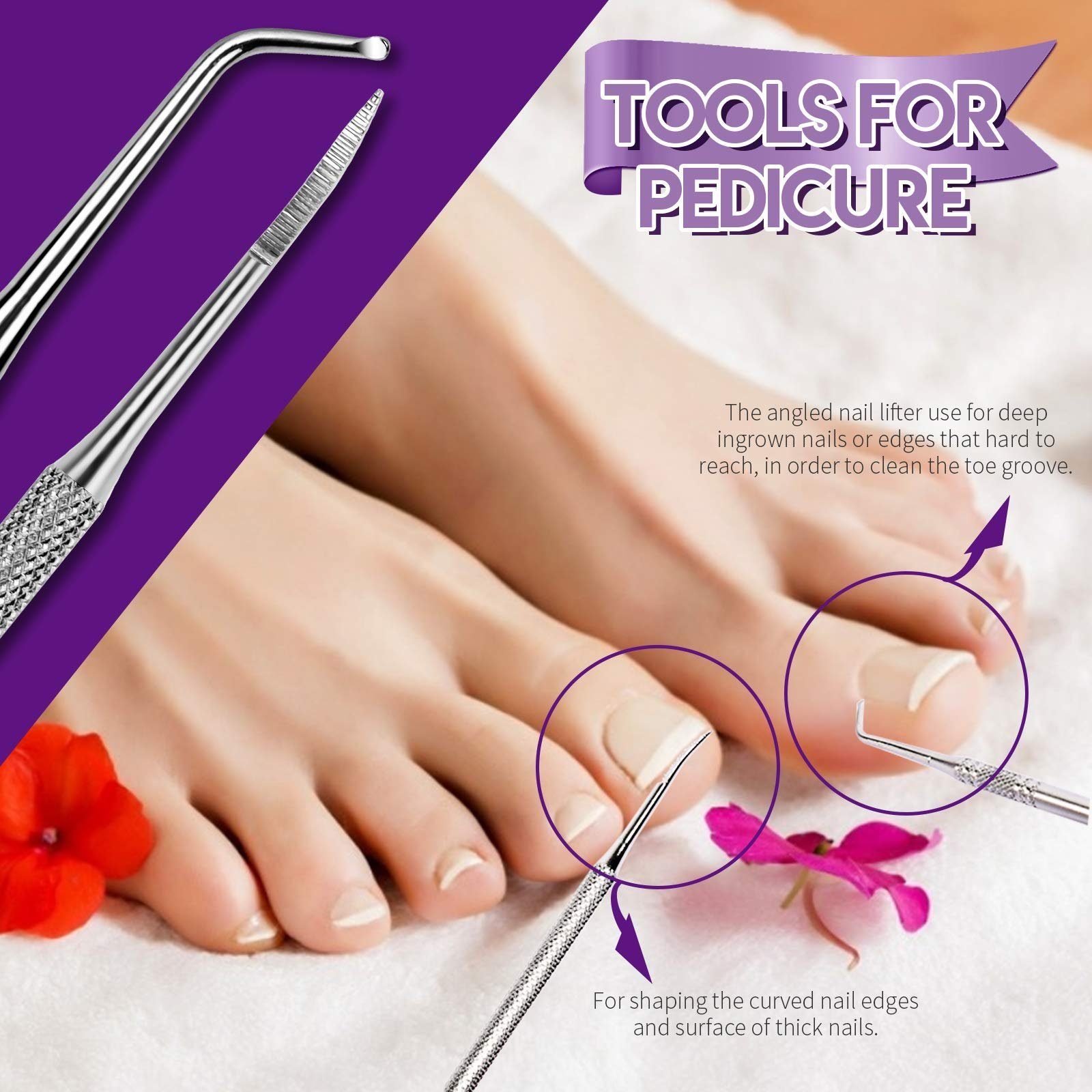 AMR HOME Maniküre-Pediküre-Set 12 Stücke Nagelfeilen Set Nagelknipser-Set Nagelfeile Nagelknipser, Maniküre & Pediküre Set (Lila)