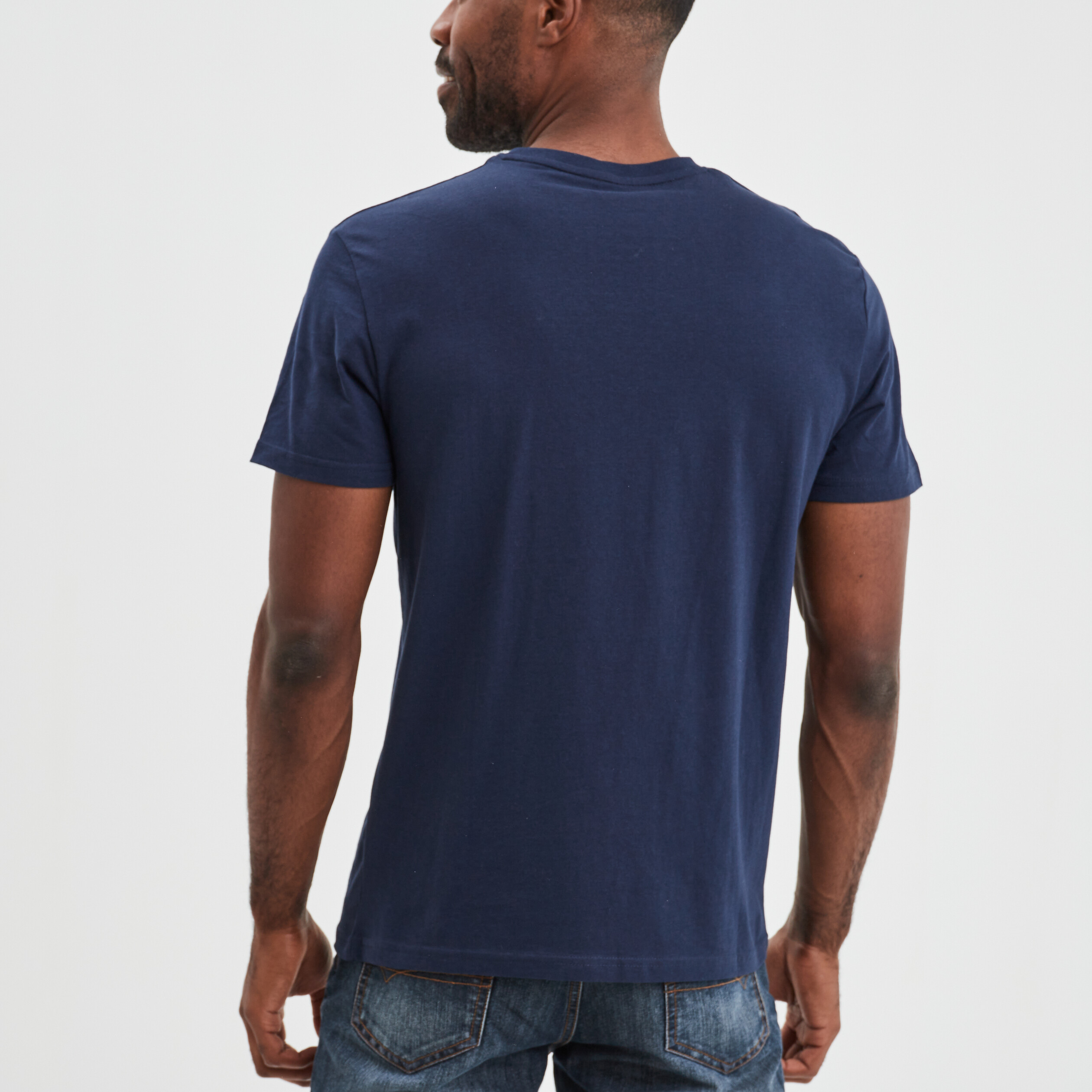 T-shirt manches courtes coton Creeks bleu marine homme | La Halle