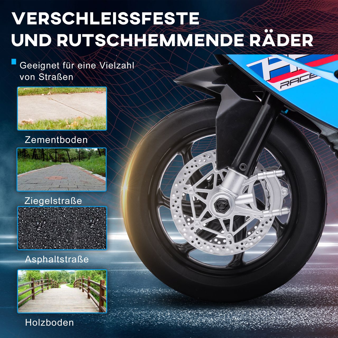 HOMCOM Kinder Elektro-Motorrad Kindermotorrad Elektro-Dreirad ab 18 Monaten Blau