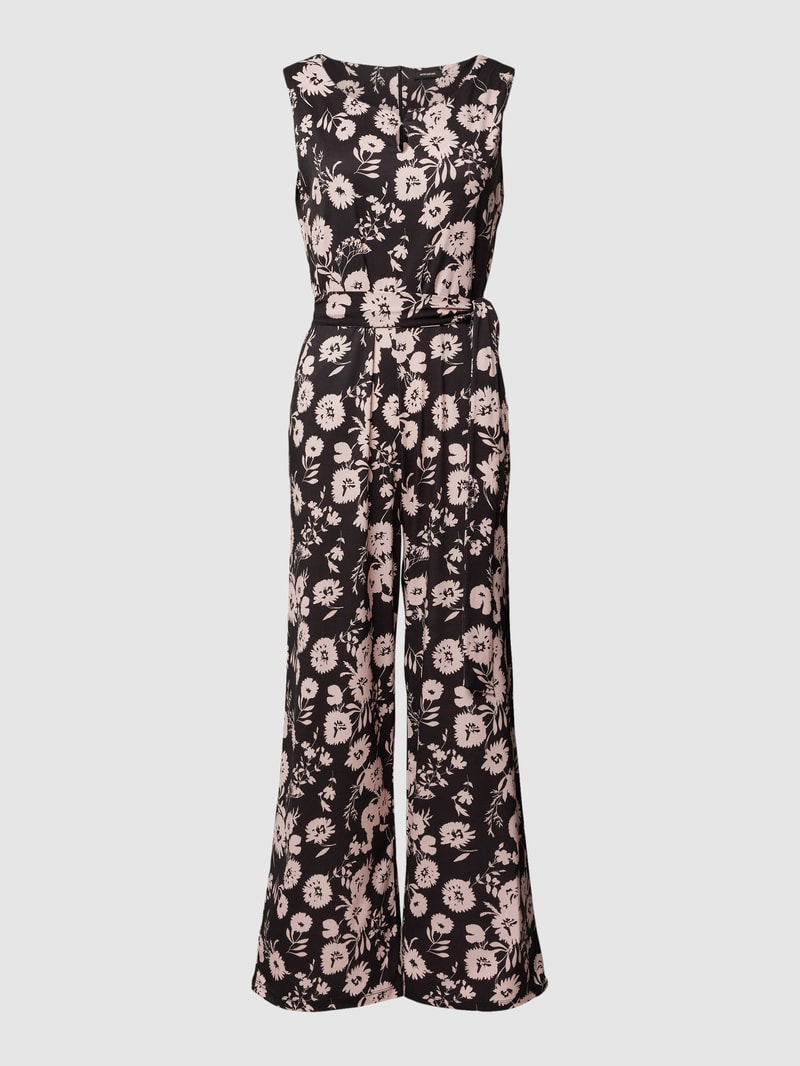 Jumpsuit mit floralem Allover-Muster in schwarz