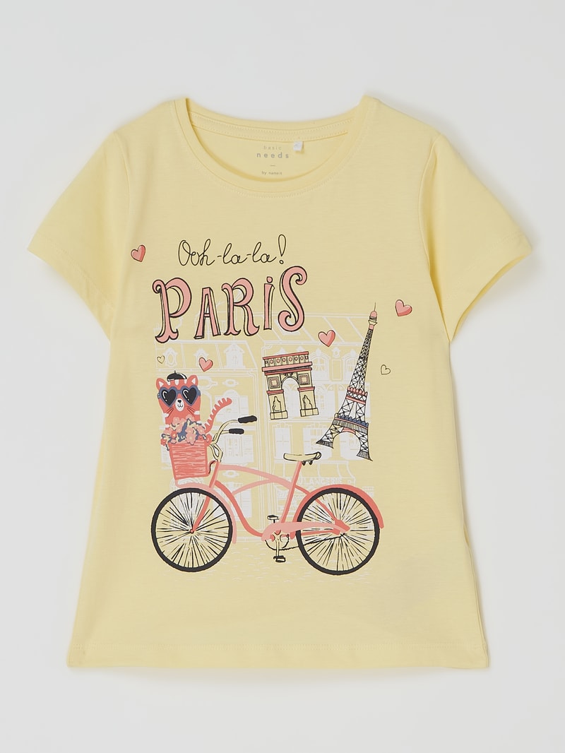 T-Shirt mit Glitter-Effekt Modell 'Veen' in hellgelb