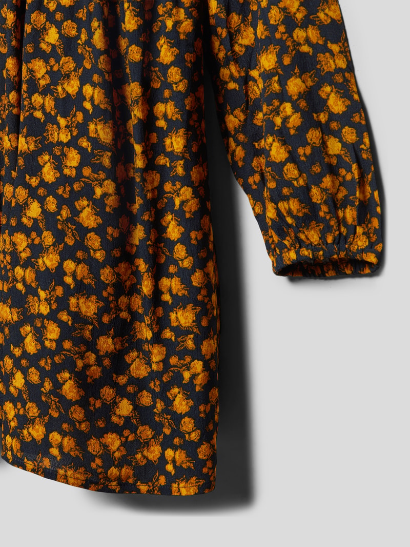 Kleid mit Allover-Muster in senfgelb