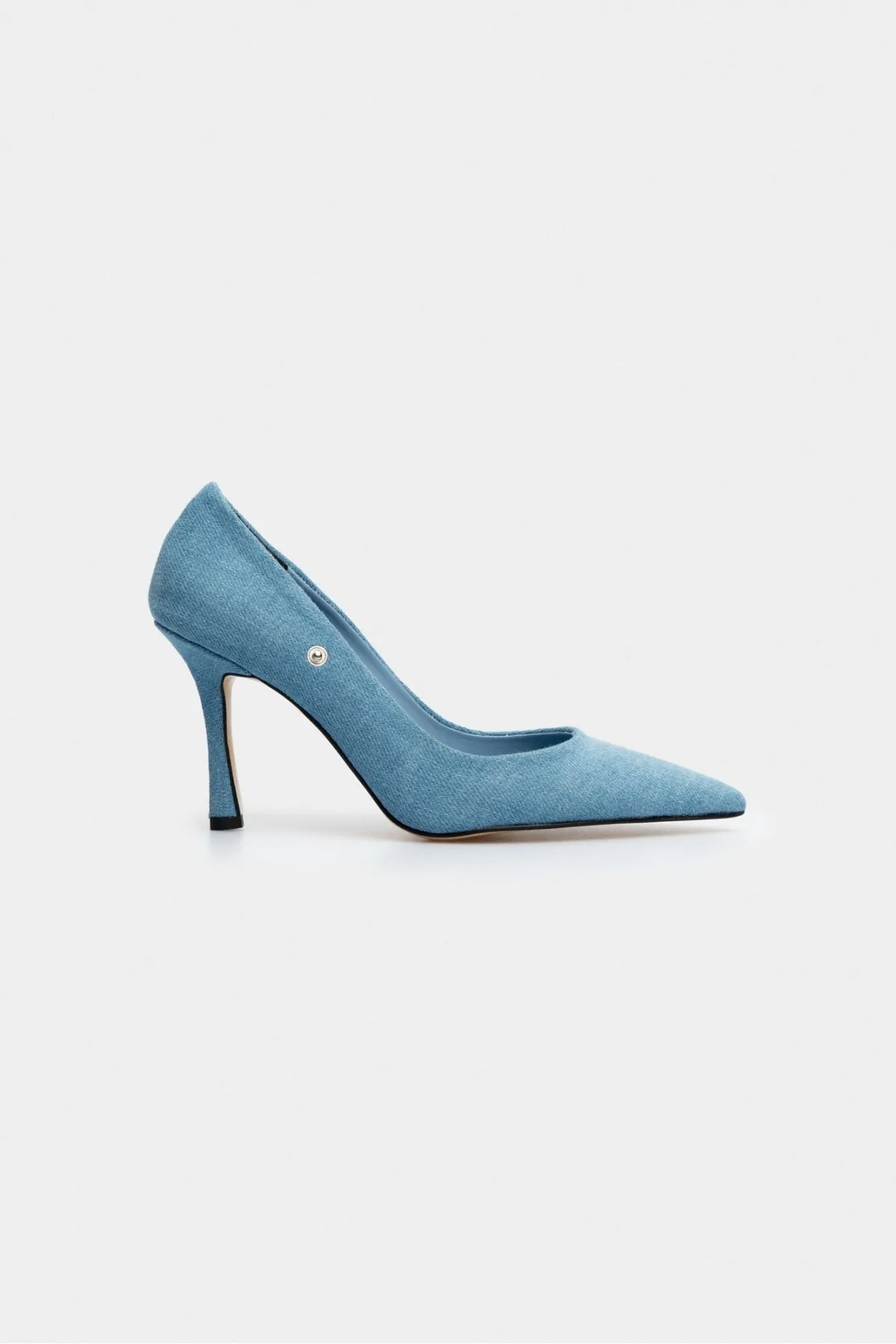 NİŞANTAŞI SHOES  Arline Damen-Stiefel mit Absatz in Denim-Farbe mit spitzer Zehenpartie