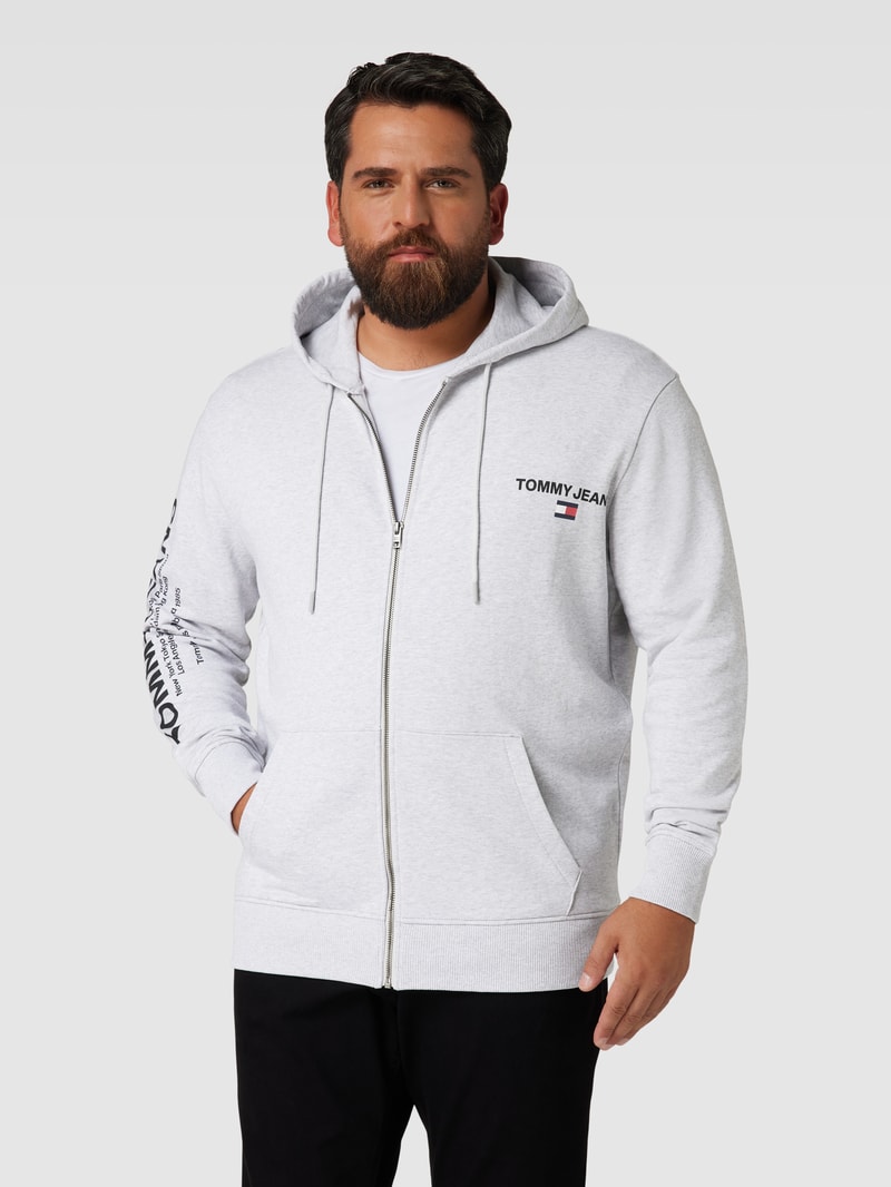 PLUS SIZE Sweatjacke mit Label-Print in mittelgrau meliert