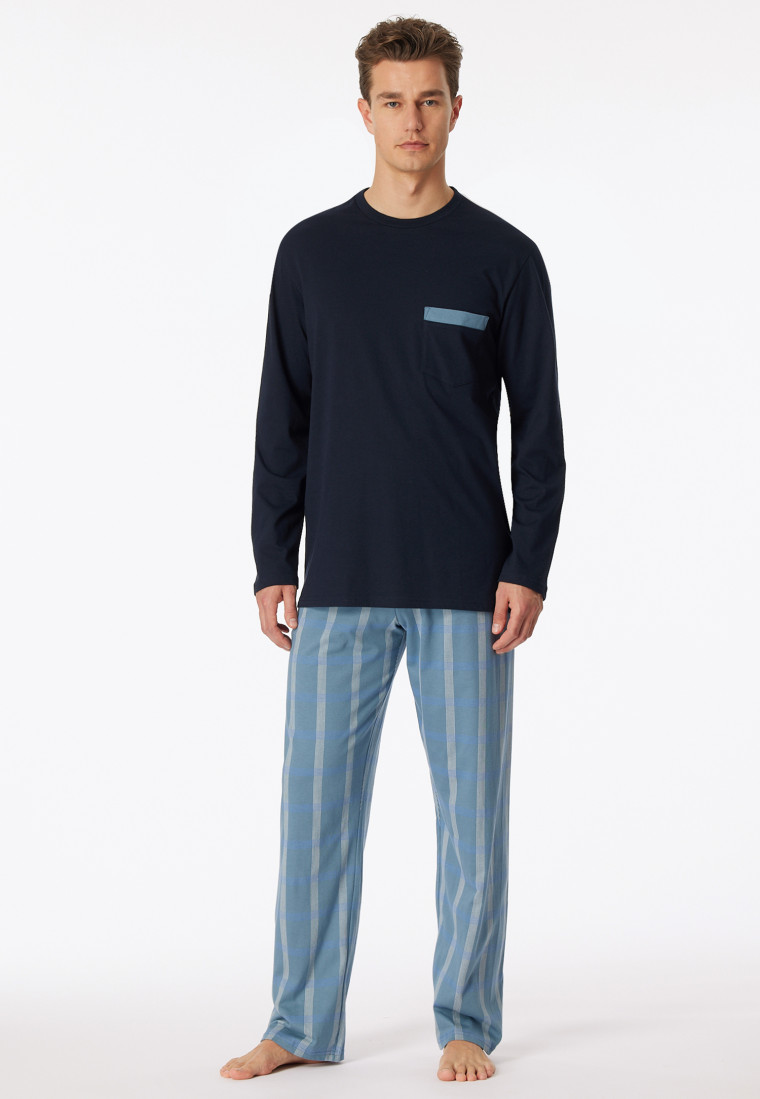 Schlafanzug lang Organic Cotton Karos admiral - Comfort Nightwear