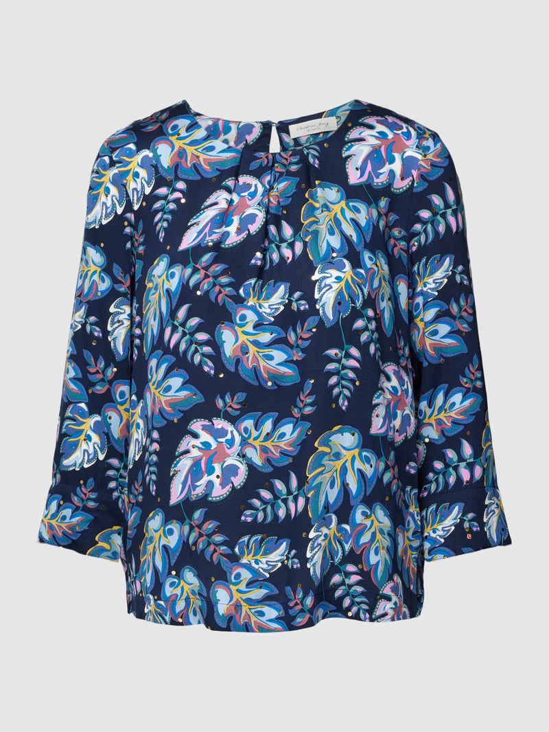 Blusenshirt mit floralem Muster Modell 'Laila' in dunkelblau