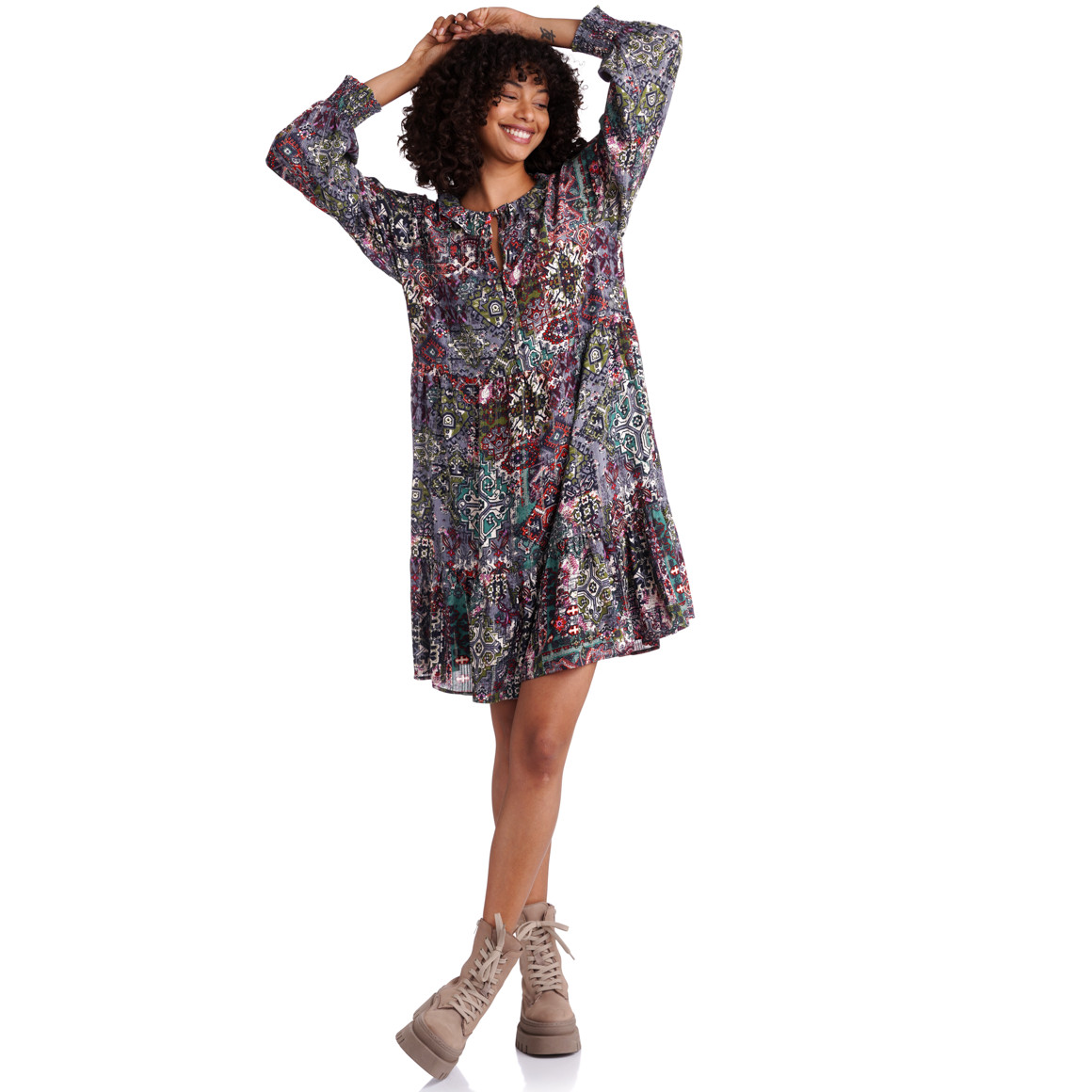 Damen Kleid mit buntem Allover-Print