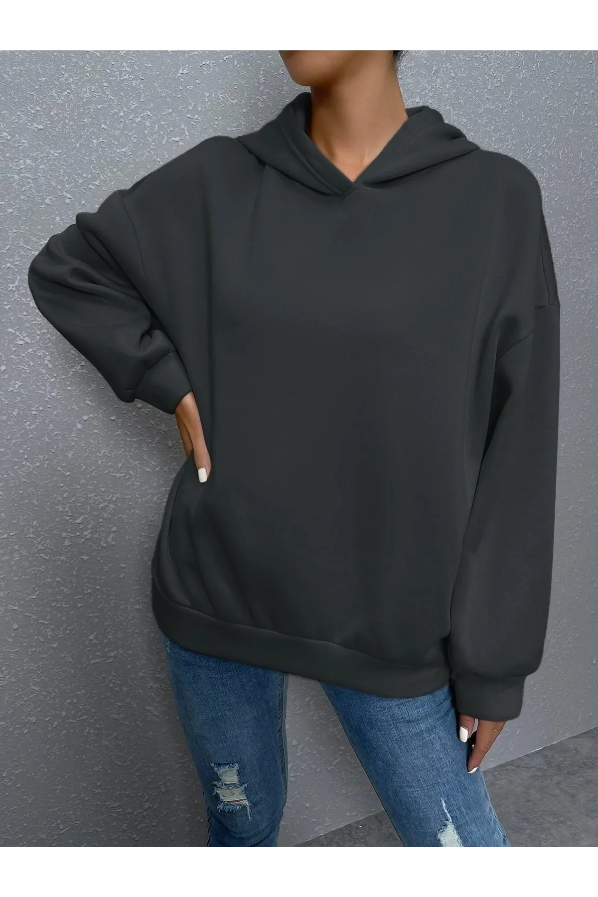 Know  Geräuchertes Reverse Plain Nothing bedrucktes Oversize-Sweatshirt für Damen