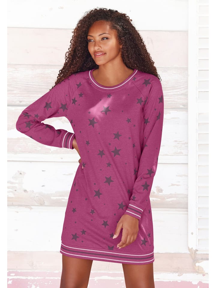VIVANCE DREAMS Sleepshirt in bordeaux-gemustert günstig kaufen