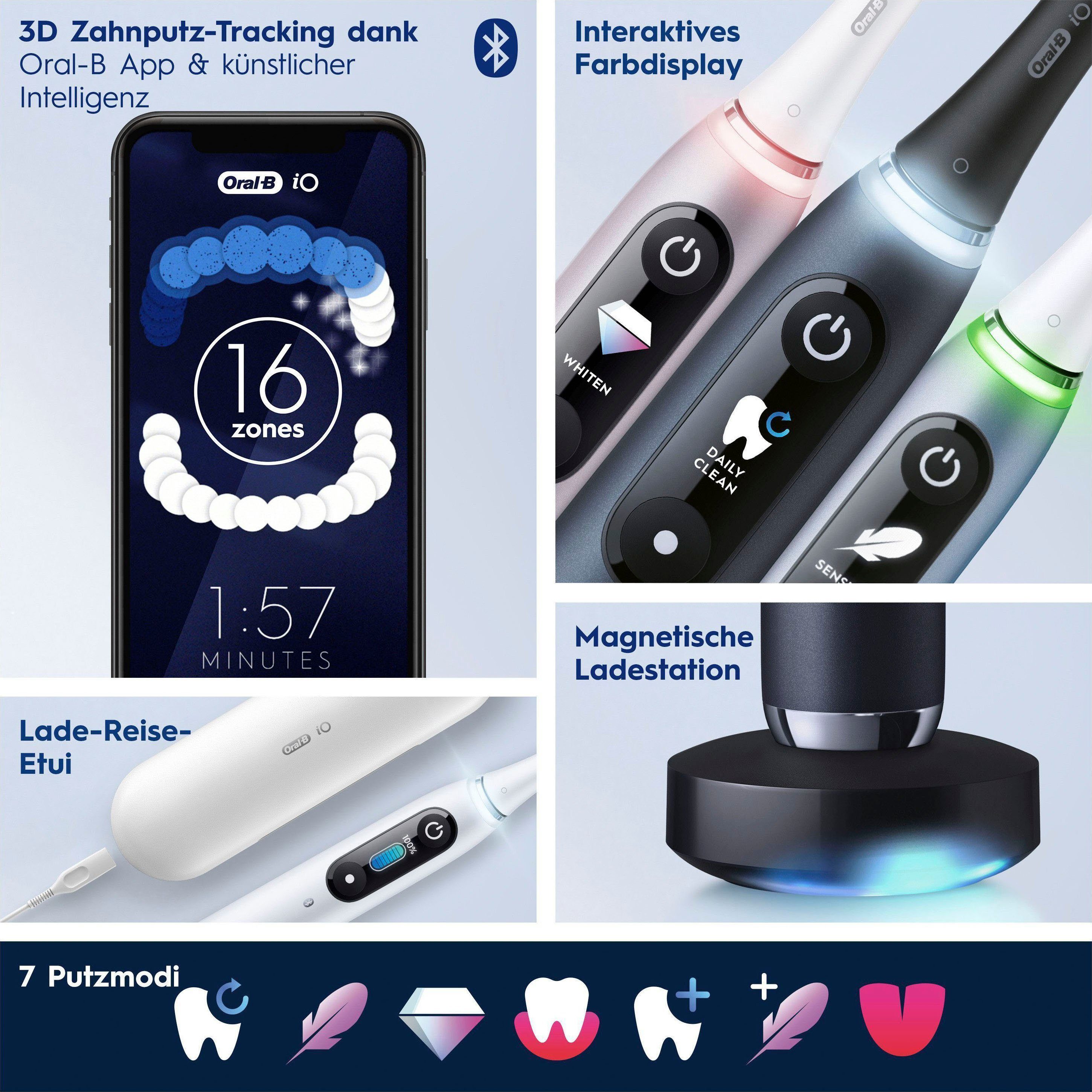 Oral-B Elektrische Zahnbürste iO Series 9, Aufsteckbürsten: 1 St., mit Reiseetui