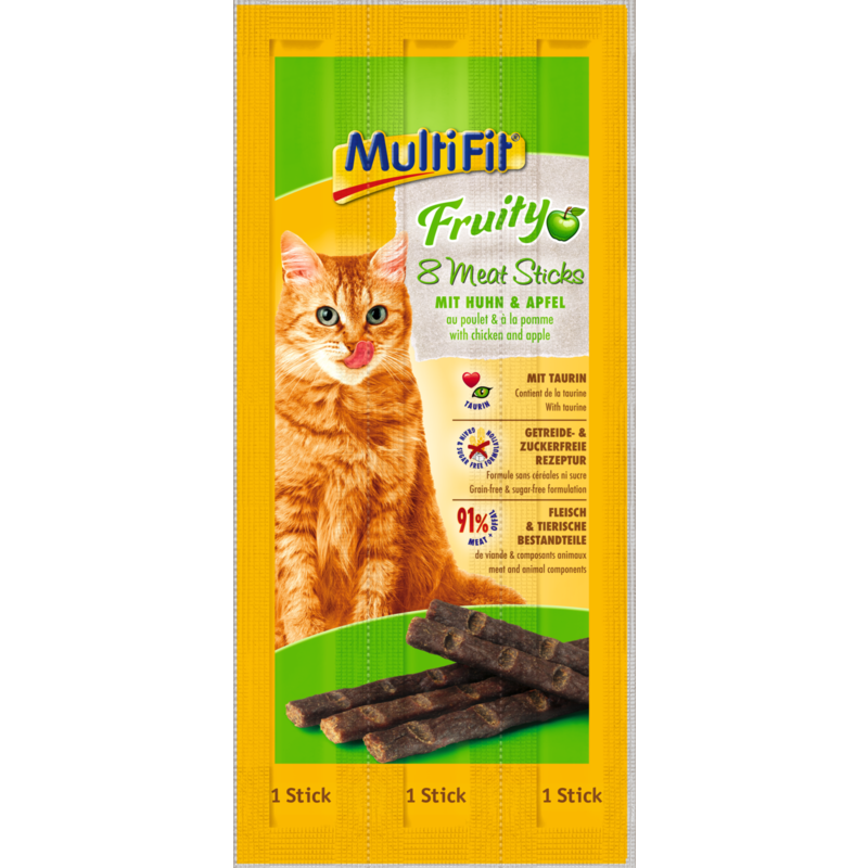 MultiFit Snacks MultiFit Fruity Meat Sticks 7x8x5g Huhn & Apfel