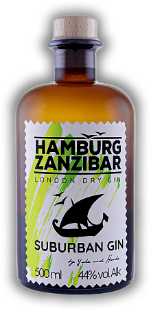 Hamburg-Zanzibar Suburban Gin Hamburg-Zanzibar Suburban Gin Ein echter Manufaktur-Gin. 0,5	 Liter - Vol 44%