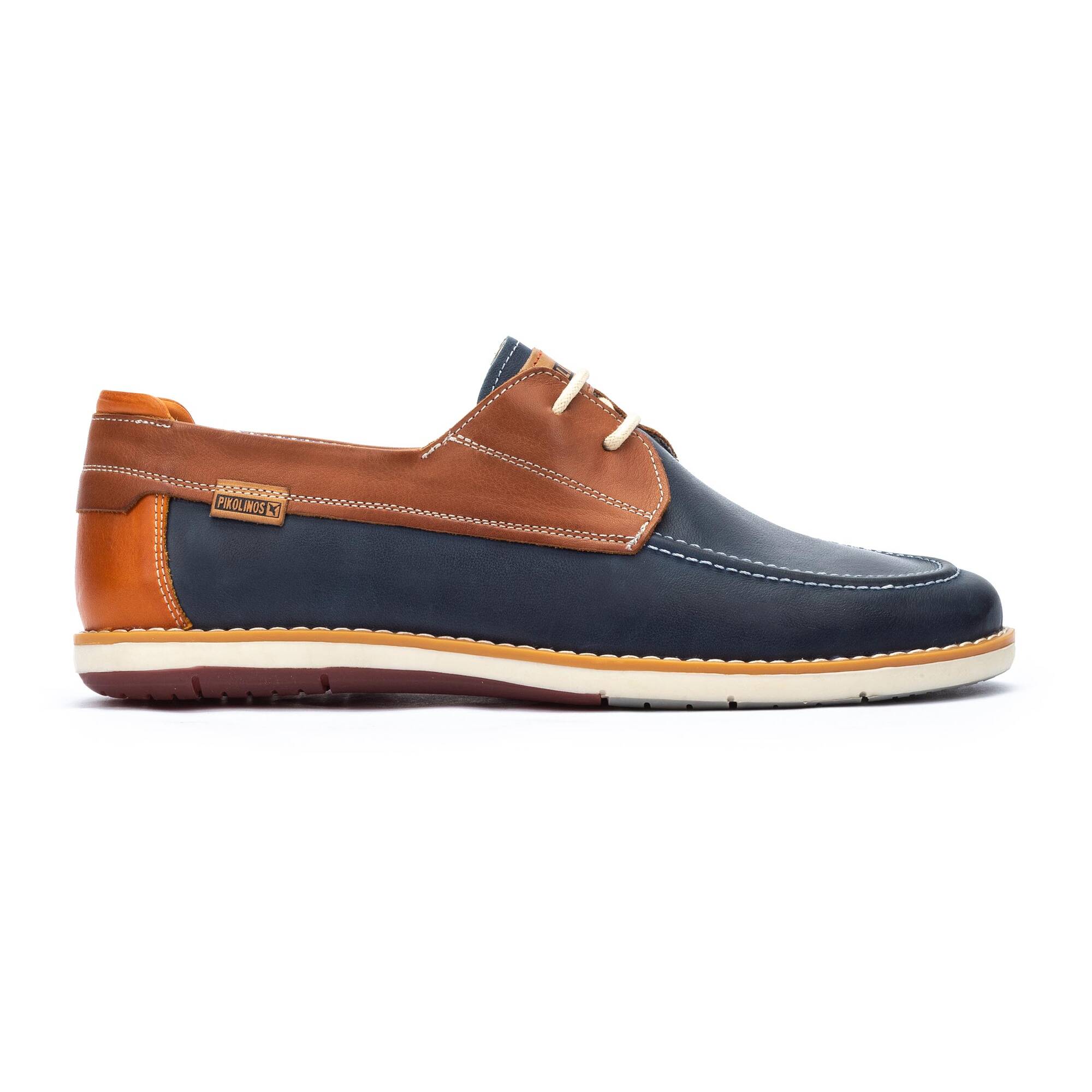 Dwukolorowe buty żeglarskie męskie - NIEBIESKIE