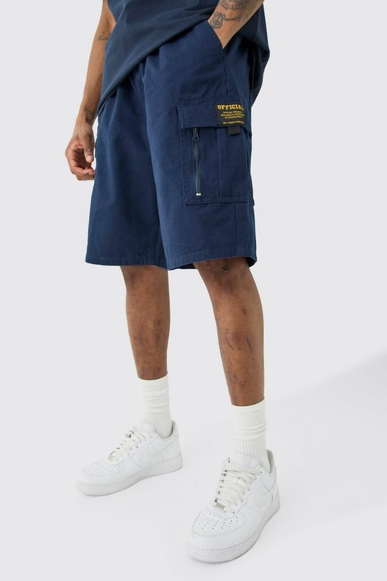 Tall lockere Twill Cargo-Shorts mit Reißverschluss-Detail