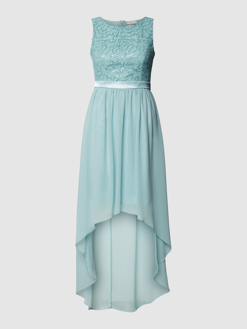 Cocktailkleid mit Paillettenbesatz in helltürkis