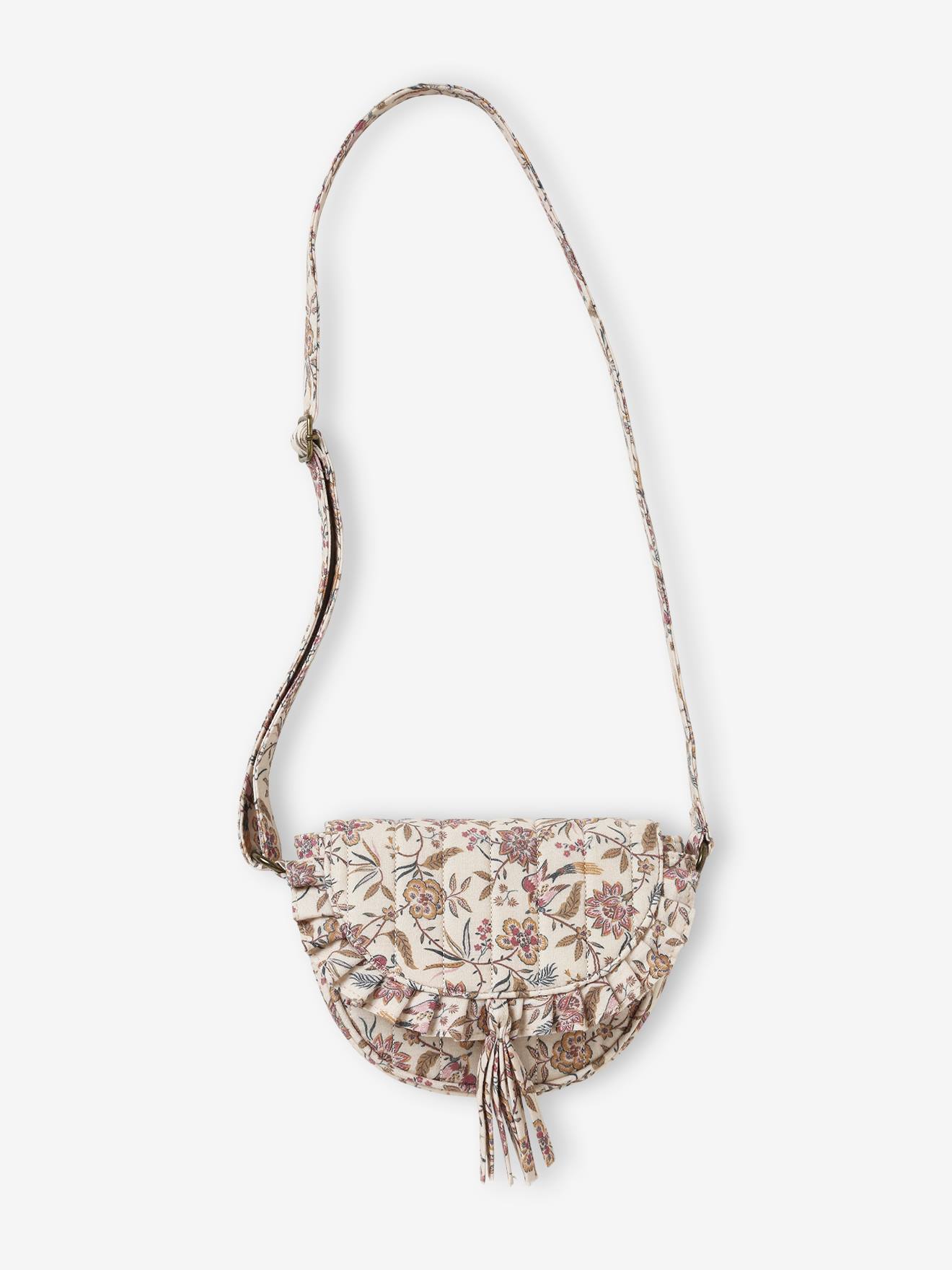 Vertbaudet Mädchen Umhängetasche mit Blumen - beige bedruckt