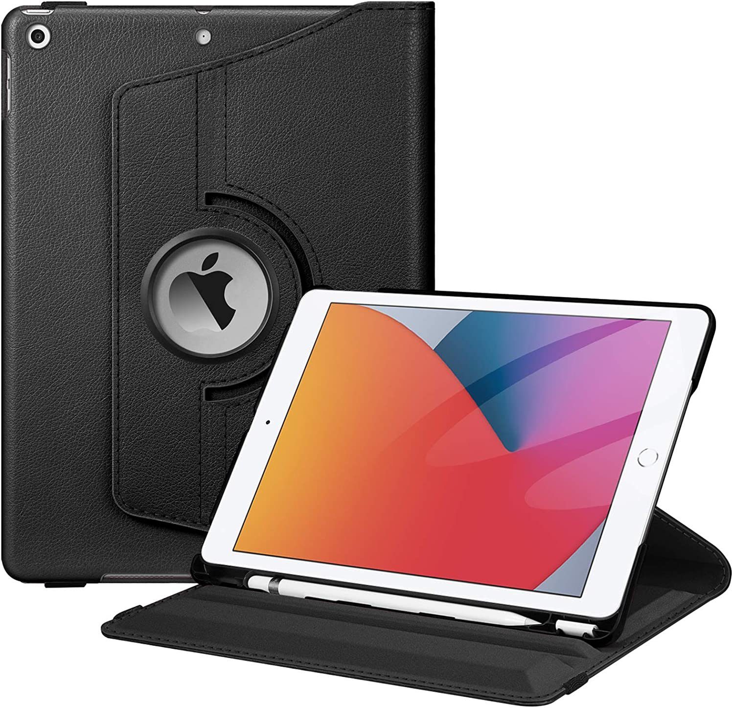 Fintie Tablet-Hülle Hülle für iPad 10.2 Zoll 9.Generation / 8. Gen / 7. Gen (Modell 2021/2020/2019) mit Pencil Halter - 360 Grad Rotierend Stand Schutzhülle Cover mit Auto Schlaf/Wach Funktion
