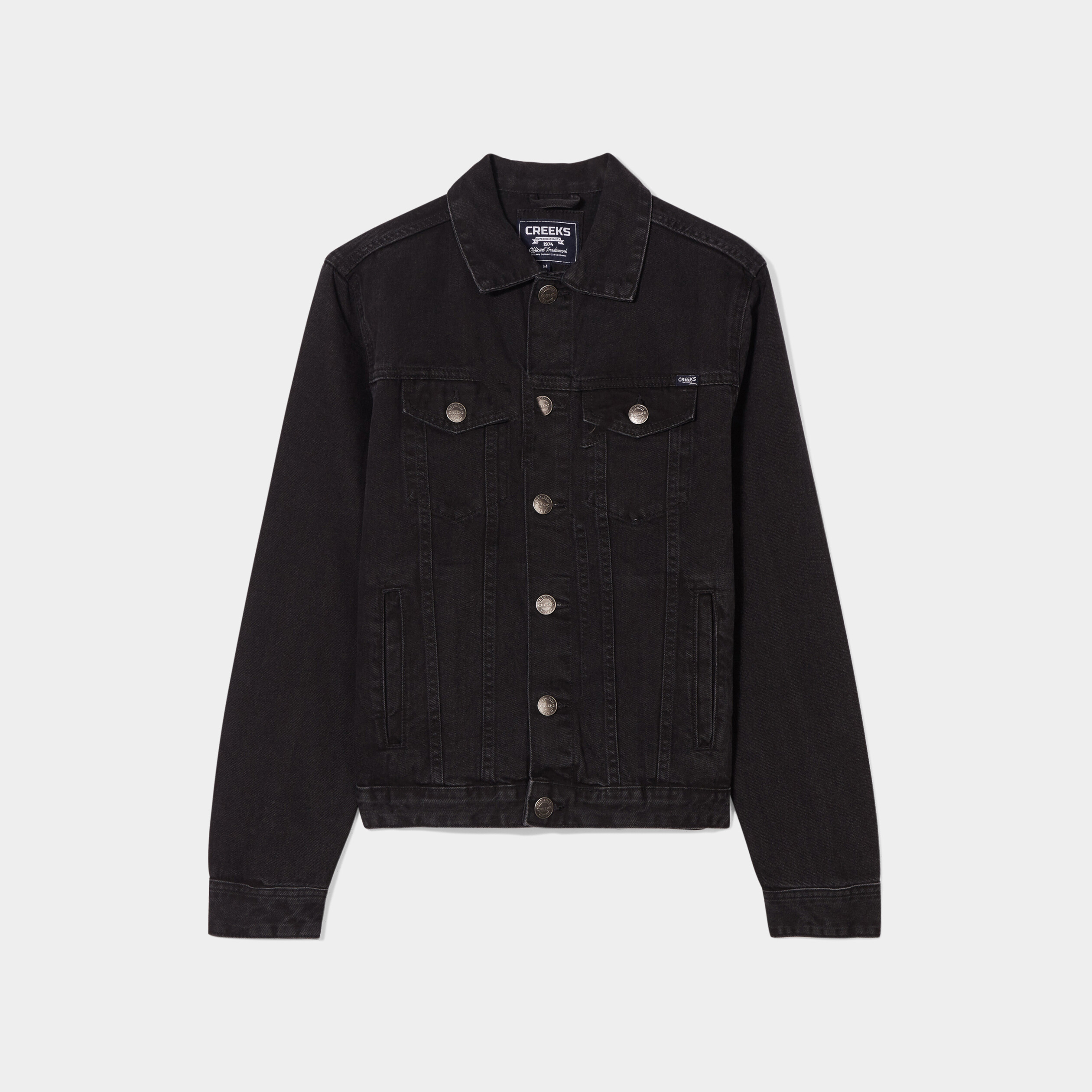 Veste droite boutonnée en jean Creeks denim noir homme | La Halle
