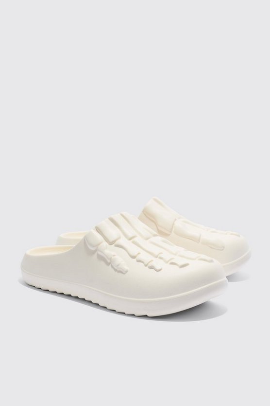 Perforierte Mules mit Skelett-Print