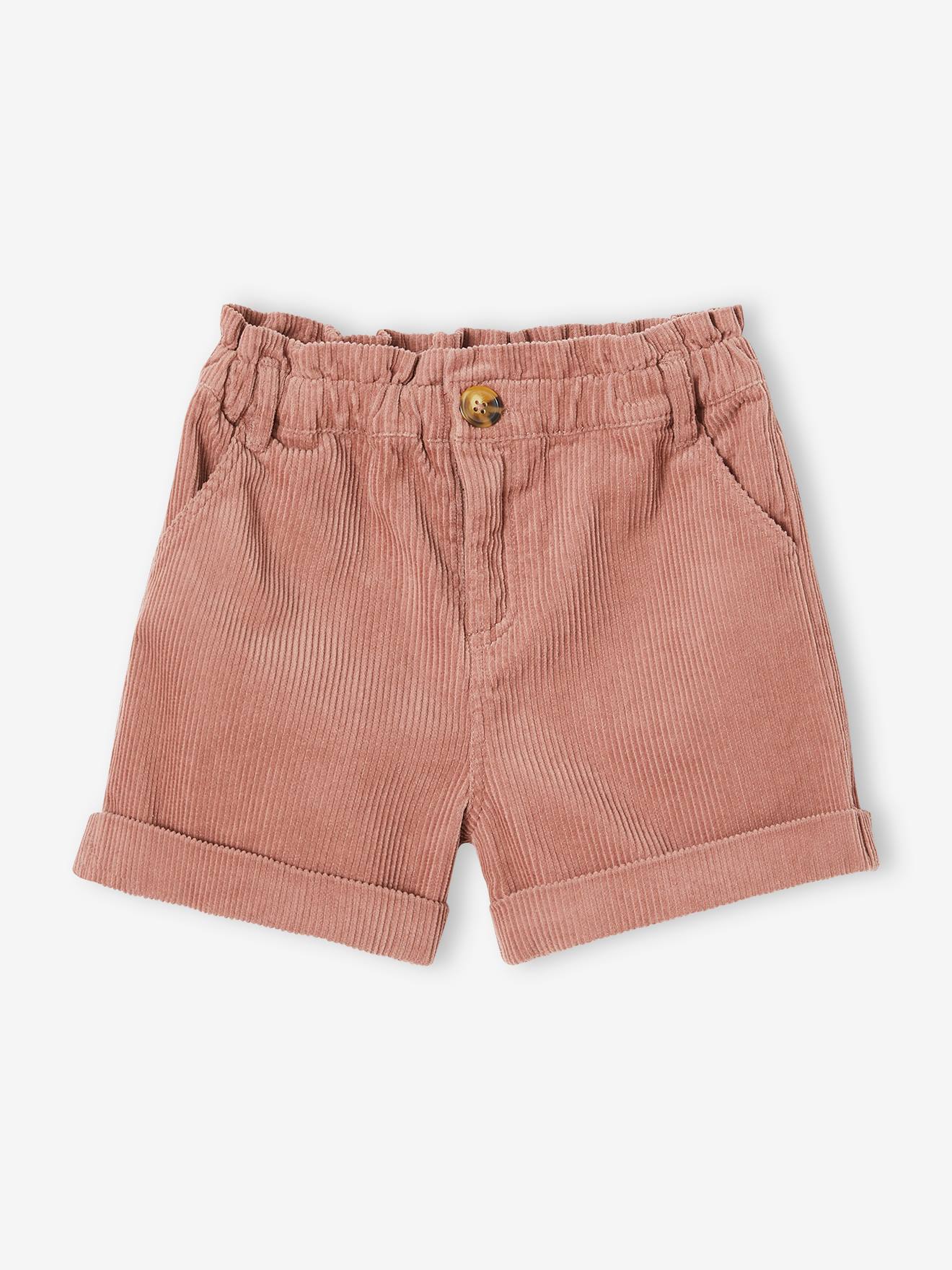 Short paperbag en velours fille camel