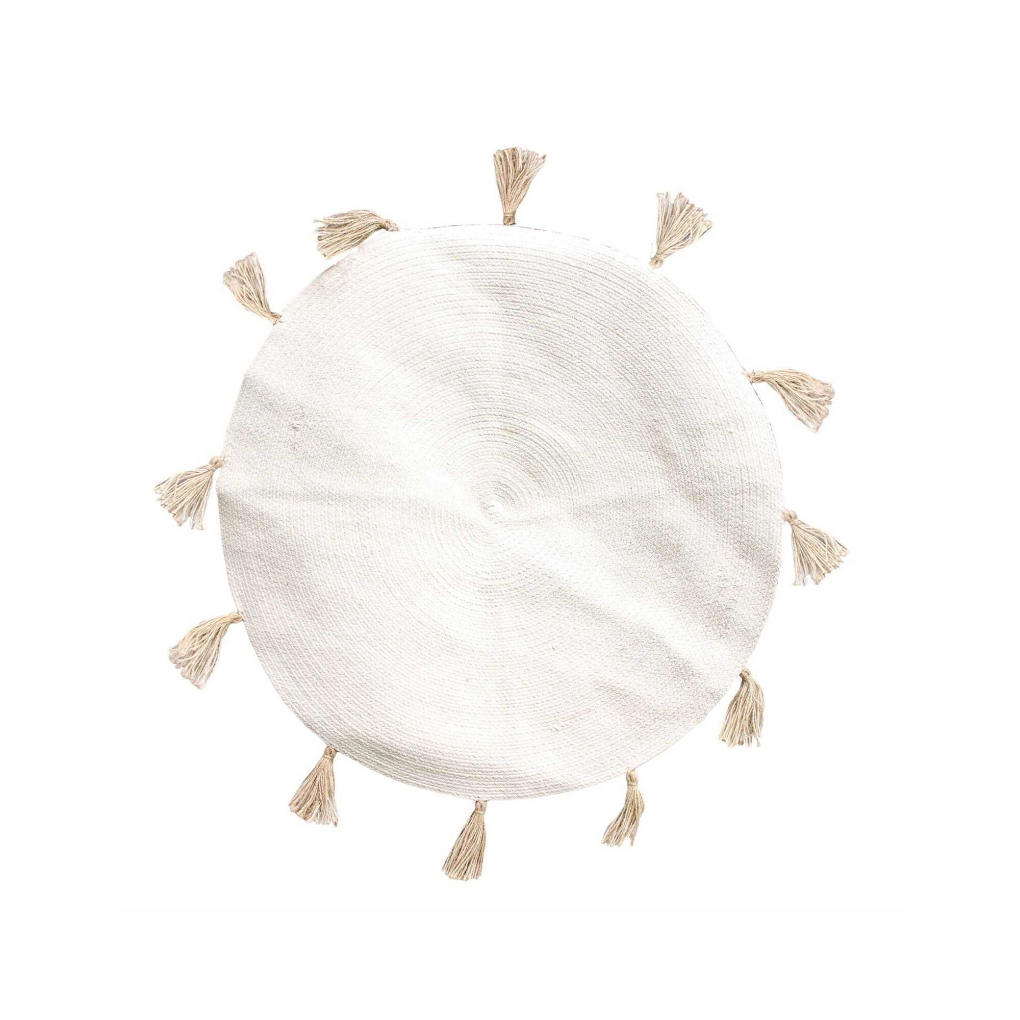 Tapis coton à pompons