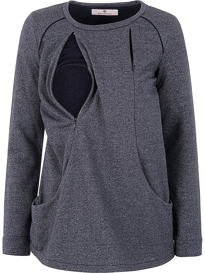 bellybutton Umstandslongsleeve mit Stillfunktion in Dunkelgrau günstig kaufen XL