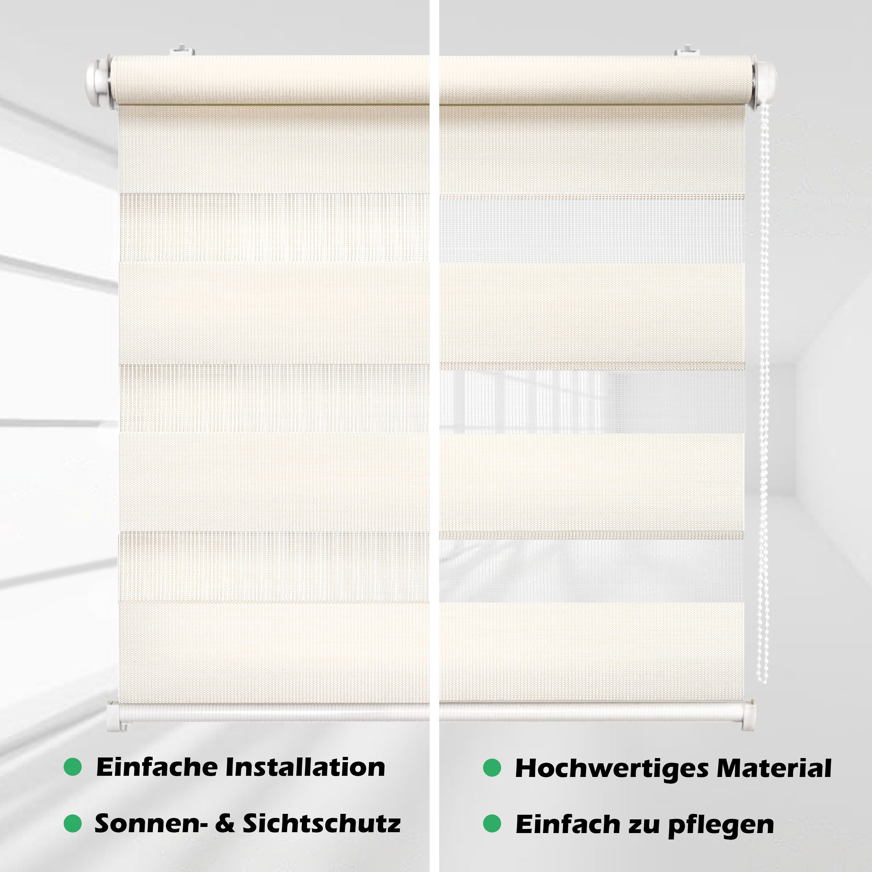 Doppelrollo Doppelrollo Natural Duo-Rollo Klemm Fix mit Klemmträger, Fenster-Rollo, DomDeco, Klemm- oder Schraubmontage