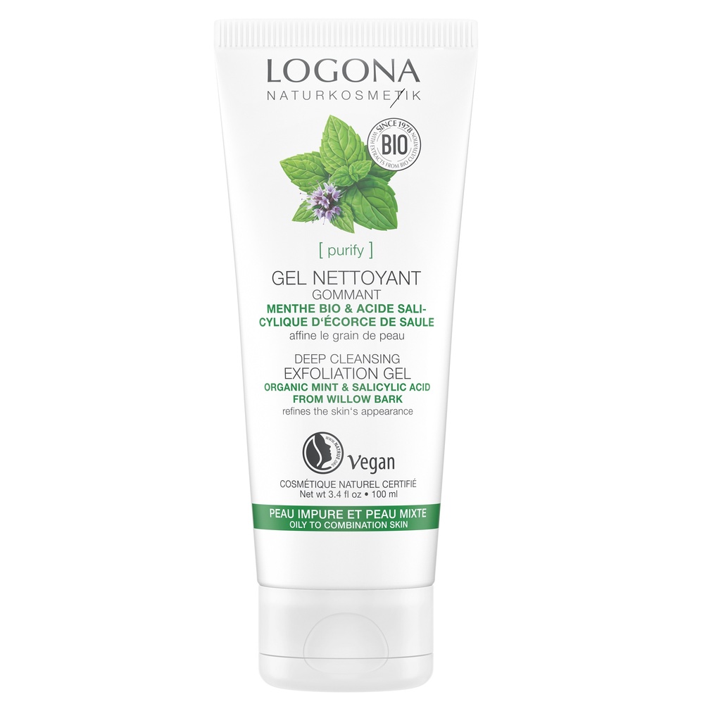 logona Gel gommant menthe bio acide salicylique, 100ml Masques, gommages, exfoliants