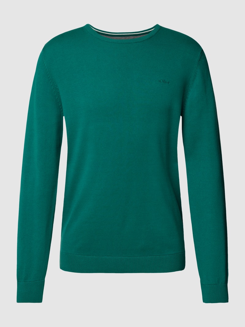 Strickpullover mit Label-Stitching Modell 'BASIC' in bottle