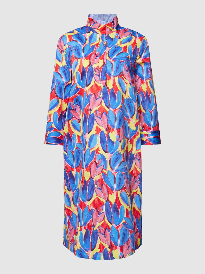 Hemdblusenkleid mit floralem Allover-Muster in royalblau