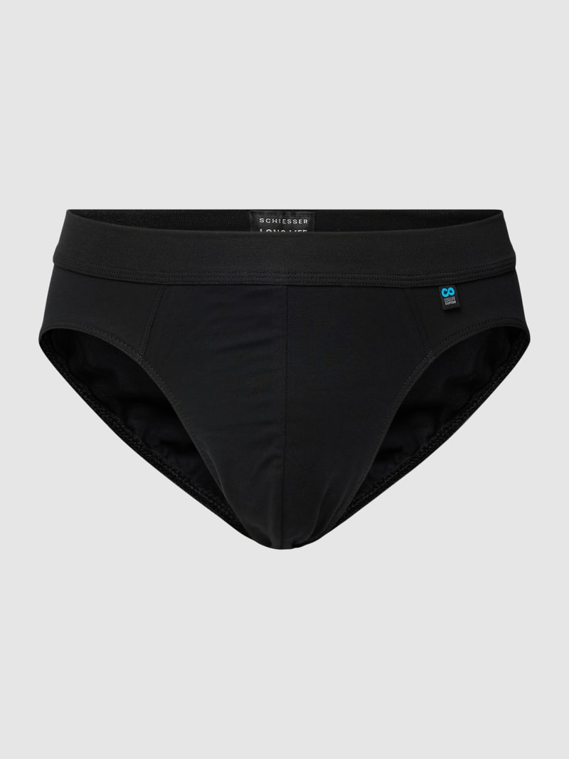 Slip mit Teilungsnähten Modell 'Long Life Cotton Export' in schwarz