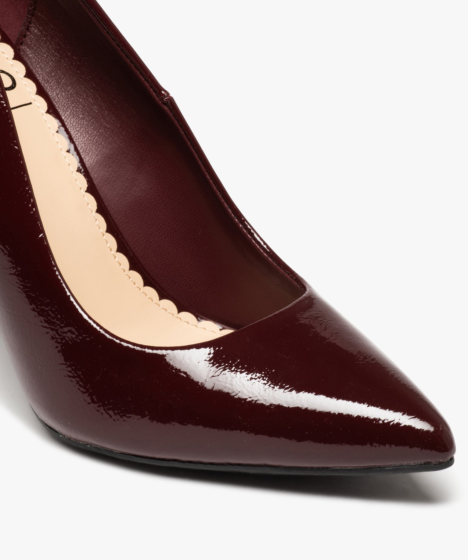 Escarpins femme vernis à talon aiguille et bout pointu rouge fonce | GEMO