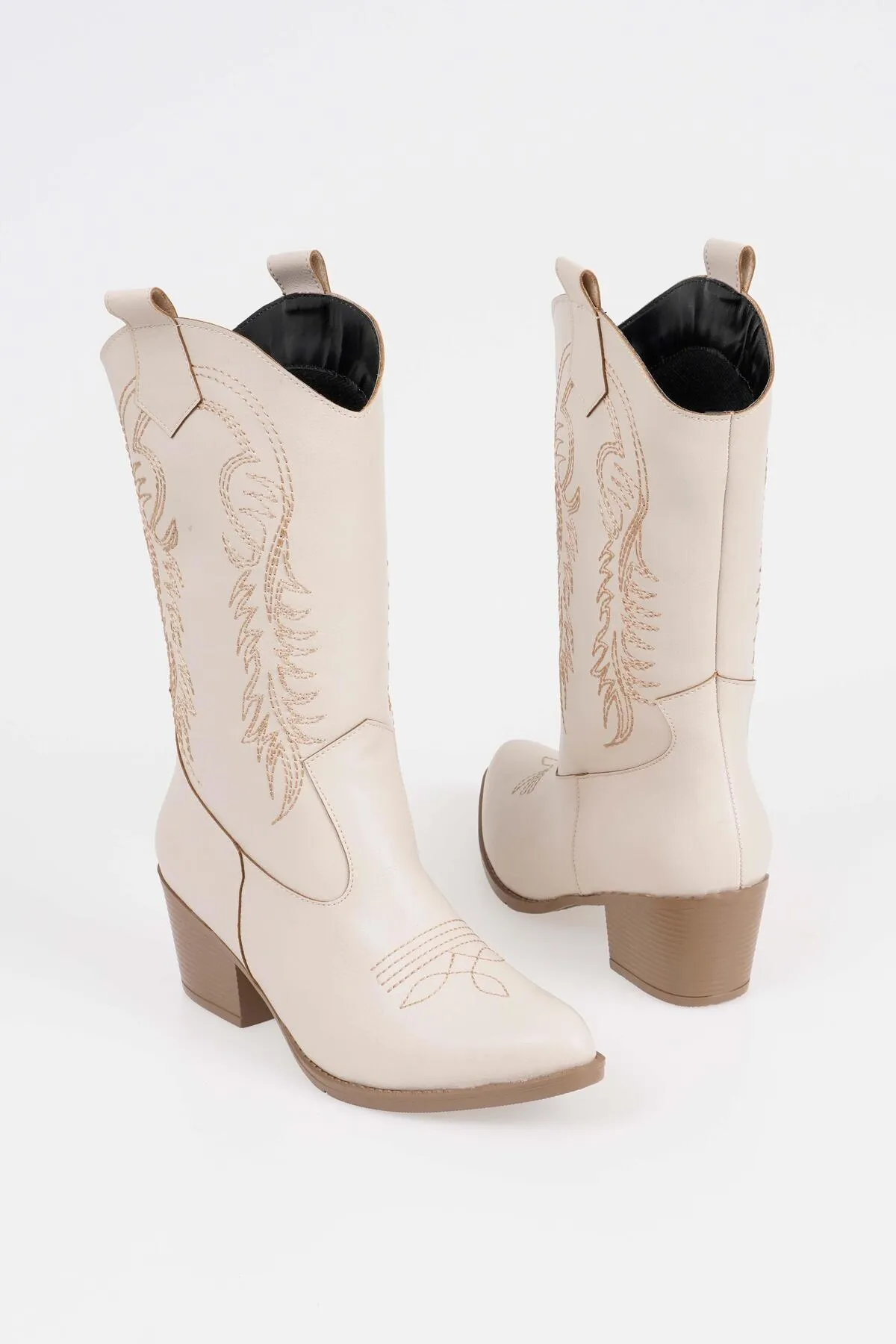 CZ London  Damen-Cowboystiefel mit Absatz, lange Cowgirl-Stiefel