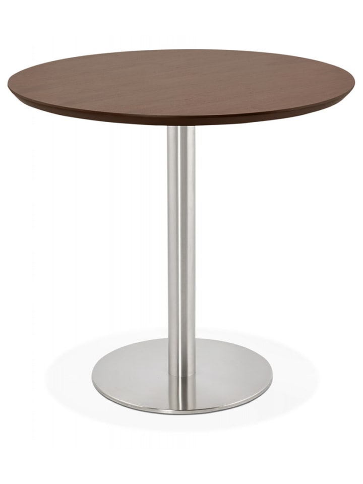 KADIMA DESIGN Runder Esstisch aus Holz und Metall | Bürotisch Walnuss Optik in Braun günstig kaufen onesize