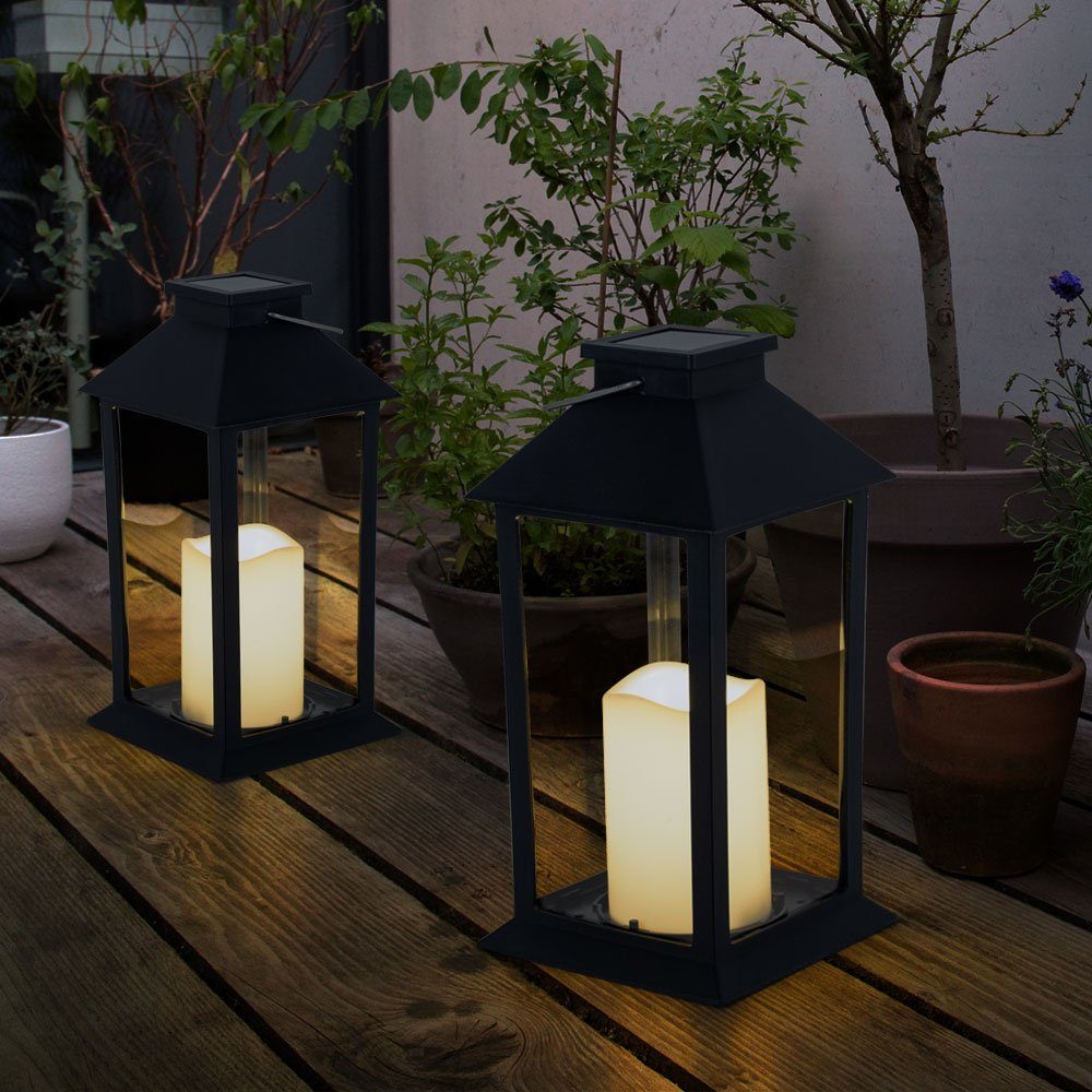 etc-shop LED Laterne, LED-Leuchtmittel fest verbaut, Warmweiß, Laterne Solar Außen Wetterfest LED Außenlaterne Solarleuchte