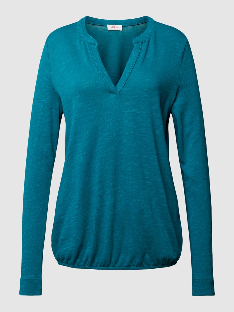 Blusenshirt mit V-Ausschnitt in petrol