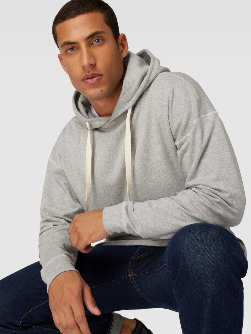 Hoodie mit Inside-Out-Nähten Modell 'FRENCH TERRY' in mittelgrau meliert
