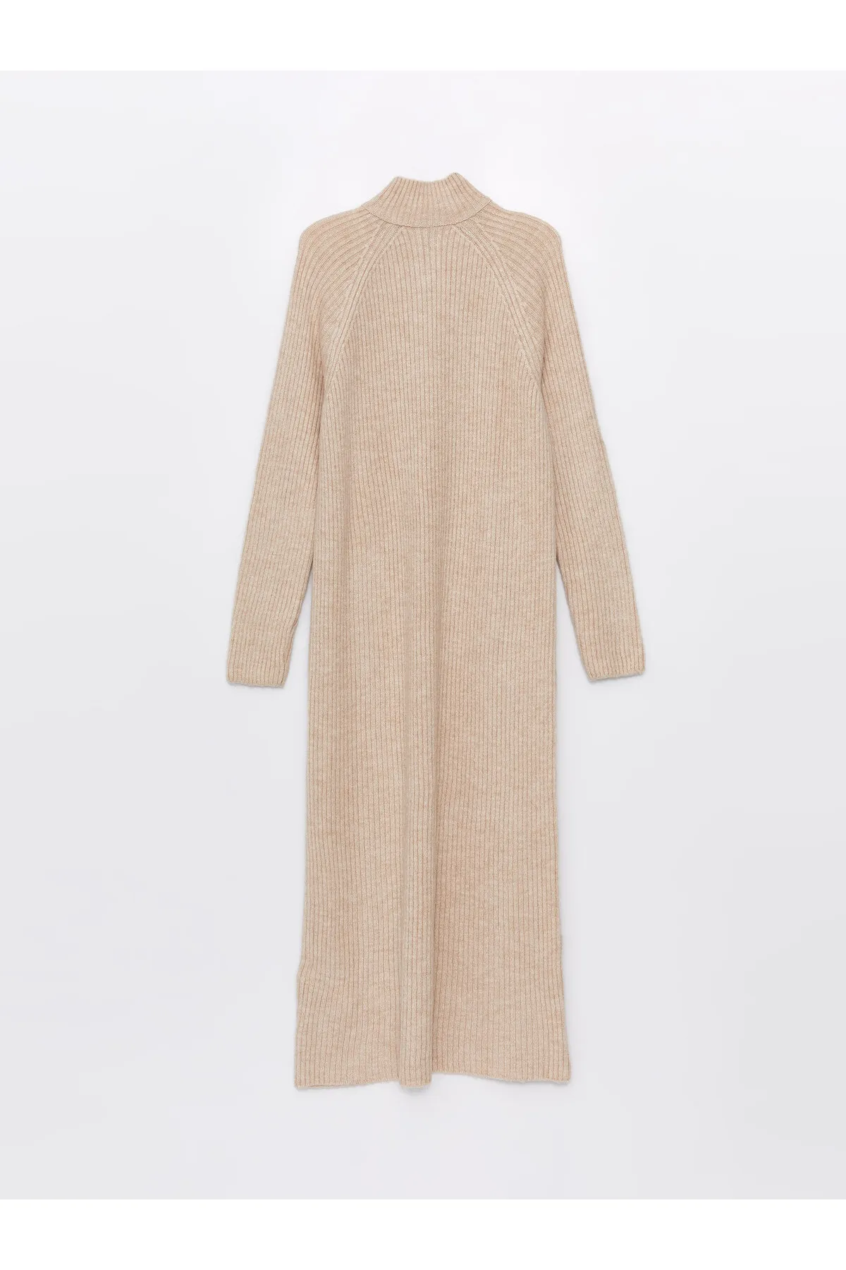 LC Waikiki  Einfarbiges, langärmliges Damen-Strickkleid mit hohem Kragen