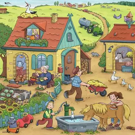 Kinderpuzzle ab 5 Jahren - Viel los auf dem Bauernhof - 49 Teile