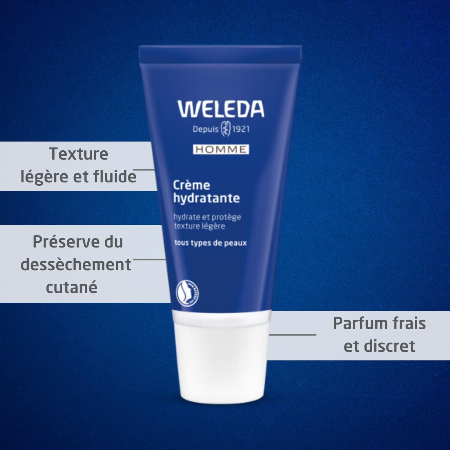 Weleda Homme Crème Visage Hydratante - Hydrate et Protège - Texture Légère - 30 ml