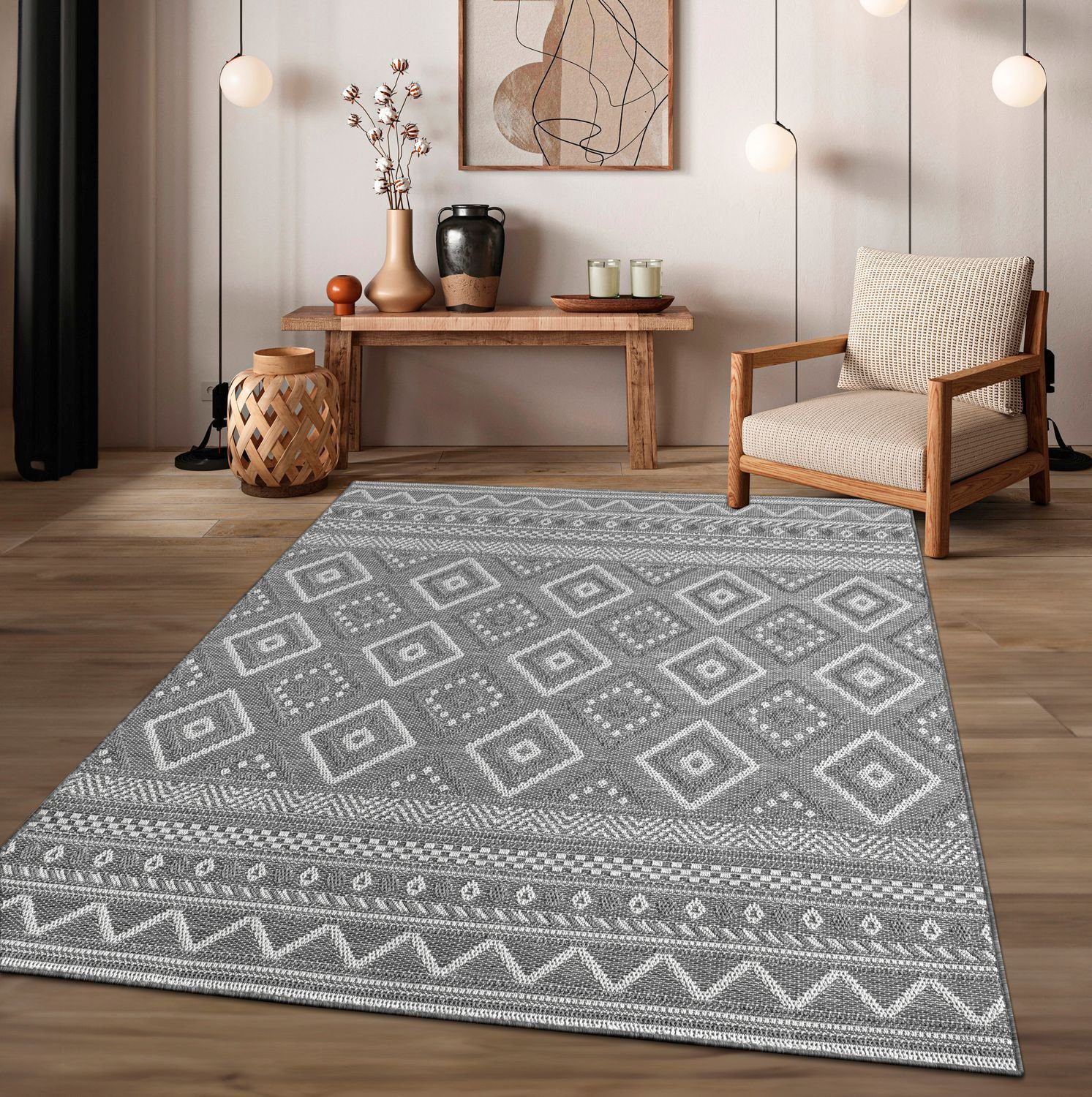 Outdoorteppich In-& Outdoor Teppich Wetterfest Balkon Küche Wohnzimmerteppich, TT Home, rechteckig, Höhe: 4 mm