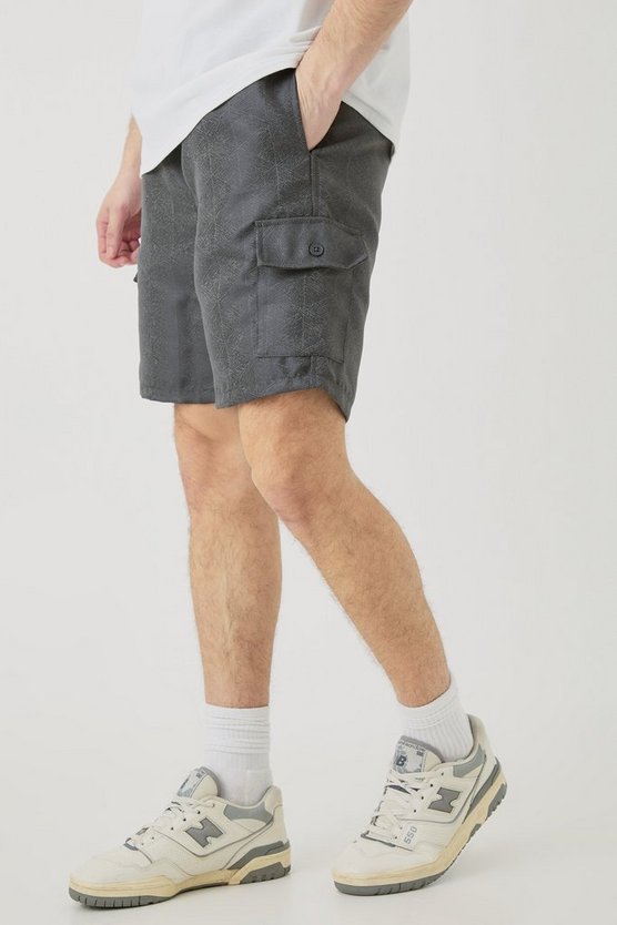 Tall strukturierte Cargo-Shorts mit elastischem Bund