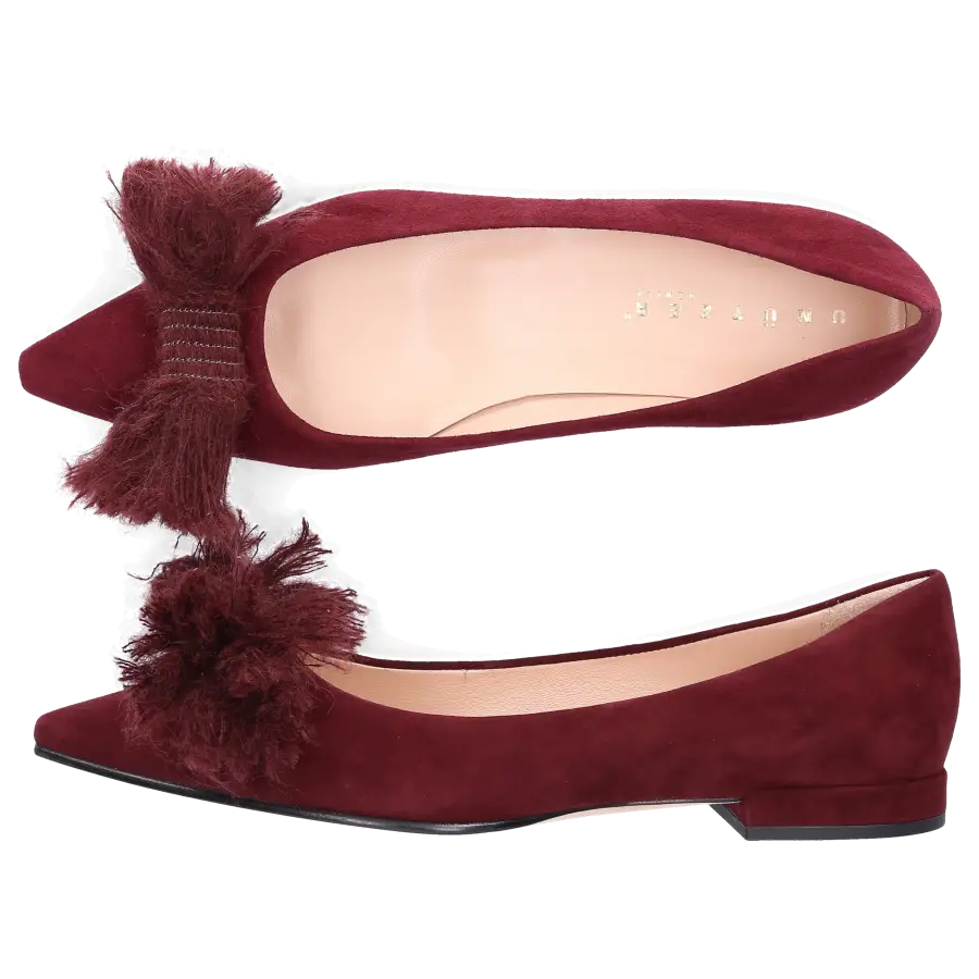Unützer - Ballerinas 8501 Veloursleder Schleife bordeaux - rot