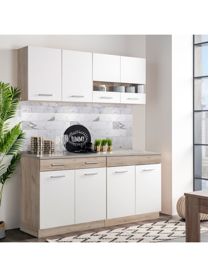 Homestyle4u Küchenzeile ohne Geräte 80x180x51 cm in Weiß günstig kaufen onesize